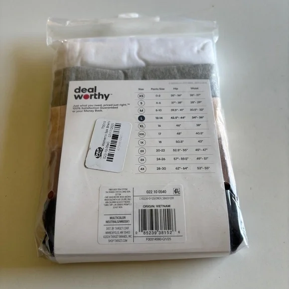 Deal Worthy Women’s 5 Pack Cotton Briefs Underwear, Size L - Picture 3 of 5